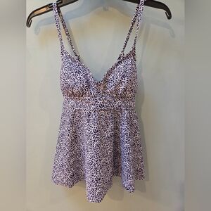Target Women's Navy and White Patterned Tankini Top